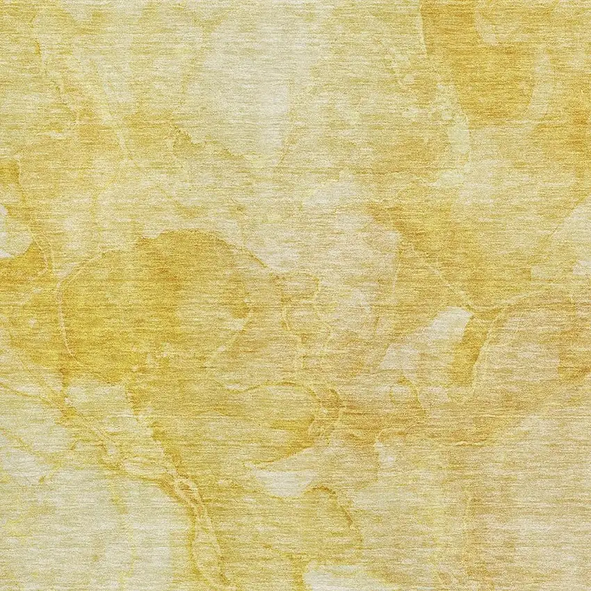 Gold And Ivory Abstract Washable Area Rug With UV Protection Photo 2
