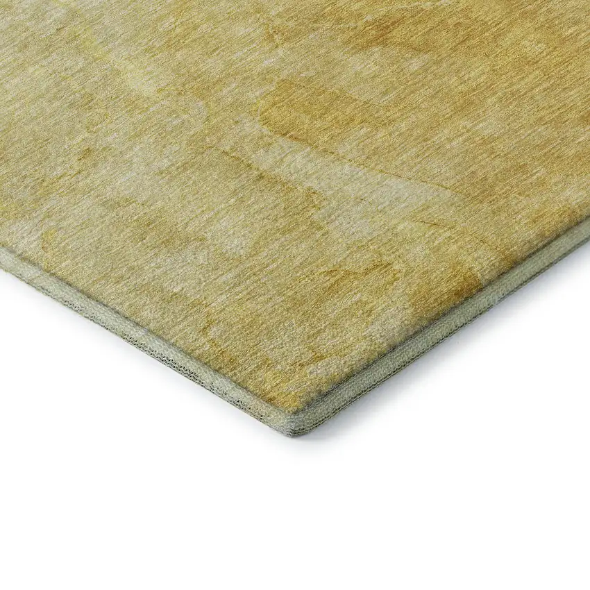 Gold And Ivory Abstract Washable Area Rug With UV Protection Photo 7