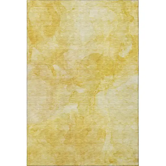 Gold And Ivory Abstract Washable Area Rug With UV Protection Photo 3