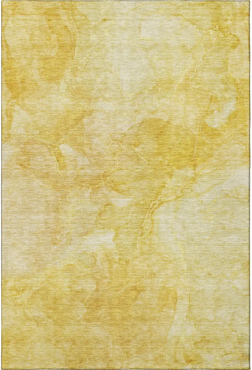 Gold And Ivory Abstract Washable Area Rug With UV Protection Photo 3