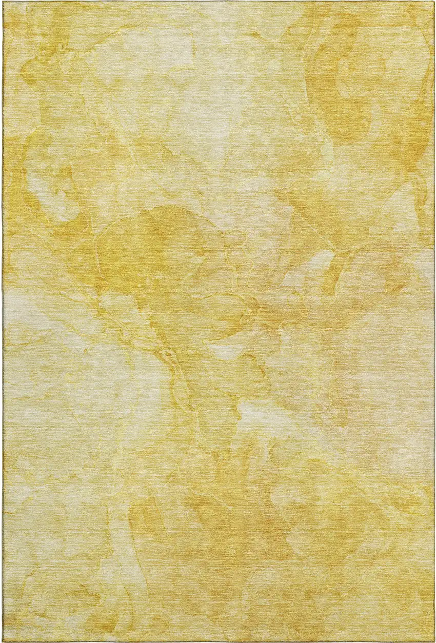 Gold And Ivory Abstract Washable Area Rug With UV Protection Photo 1