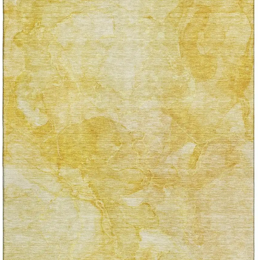 Gold And Ivory Abstract Washable Area Rug With UV Protection Photo 3
