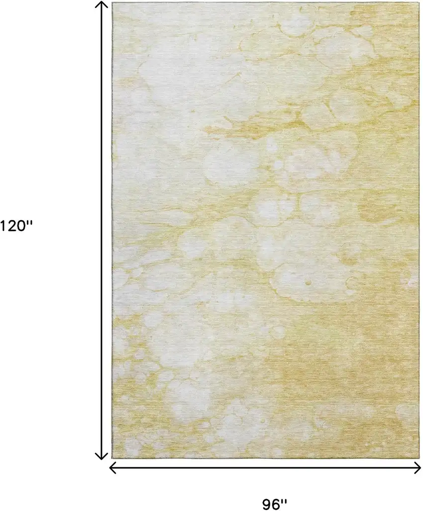 Gold And Ivory Abstract Washable Area Rug With UV Protection Photo 3