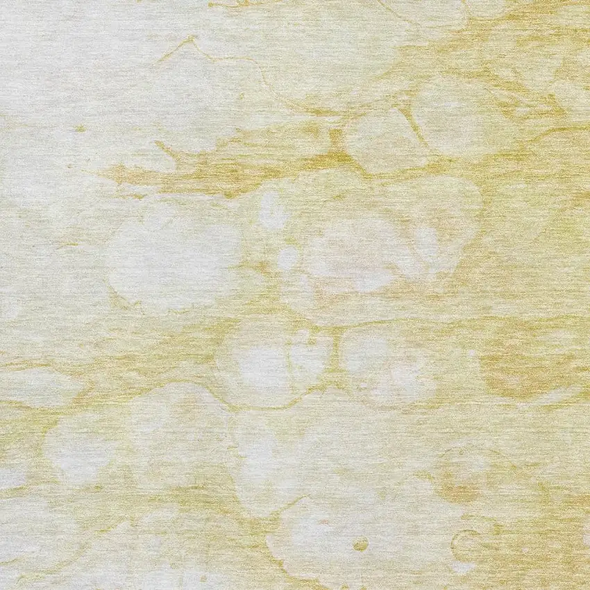 Gold And Ivory Abstract Washable Area Rug With UV Protection Photo 2