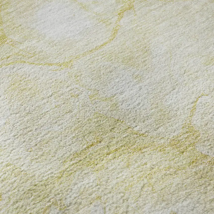 Gold And Ivory Abstract Washable Area Rug With UV Protection Photo 9