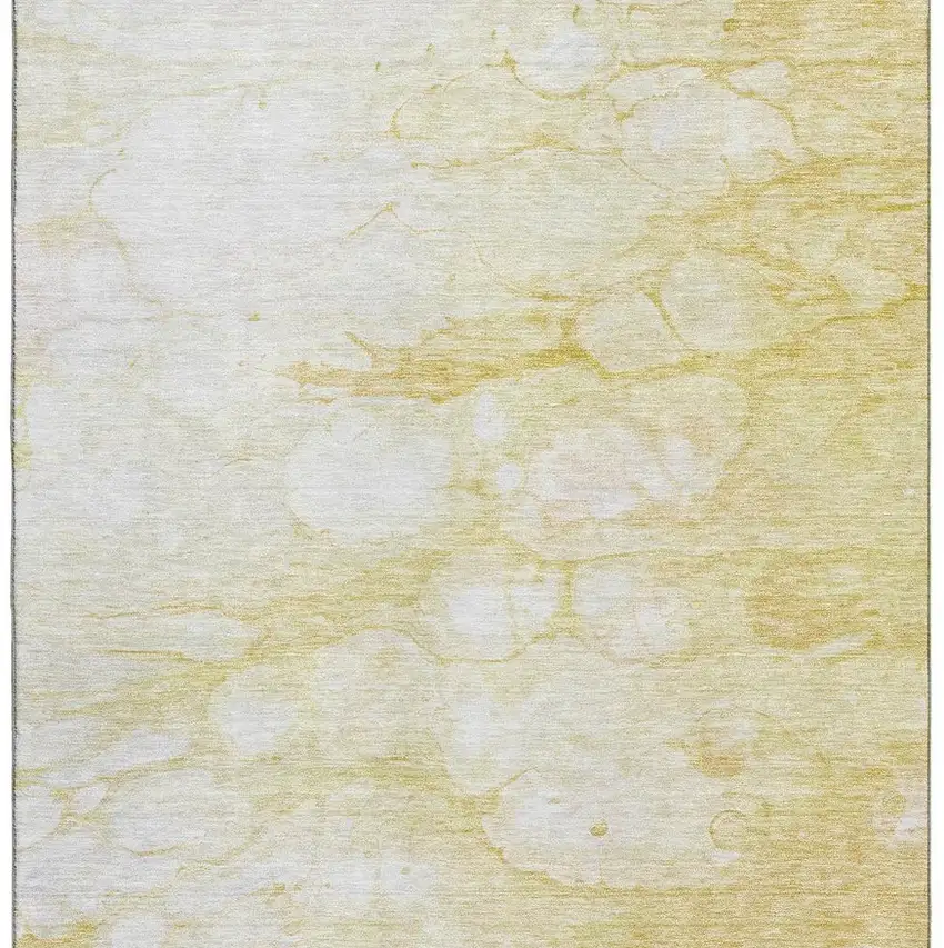 Gold And Ivory Abstract Washable Area Rug With UV Protection Photo 2