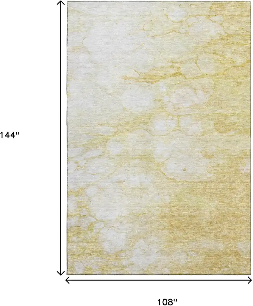 Gold And Ivory Abstract Washable Area Rug With UV Protection Photo 3