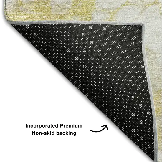 Gold And Ivory Abstract Washable Area Rug With UV Protection Photo 6