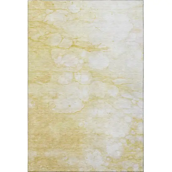 Gold And Ivory Abstract Washable Area Rug With UV Protection Photo 3