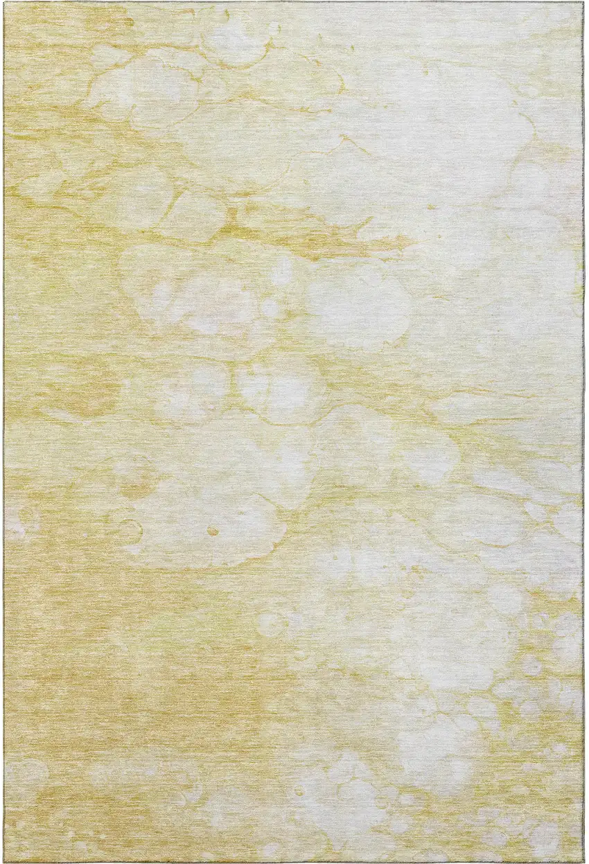 Gold And Ivory Abstract Washable Area Rug With UV Protection Photo 3