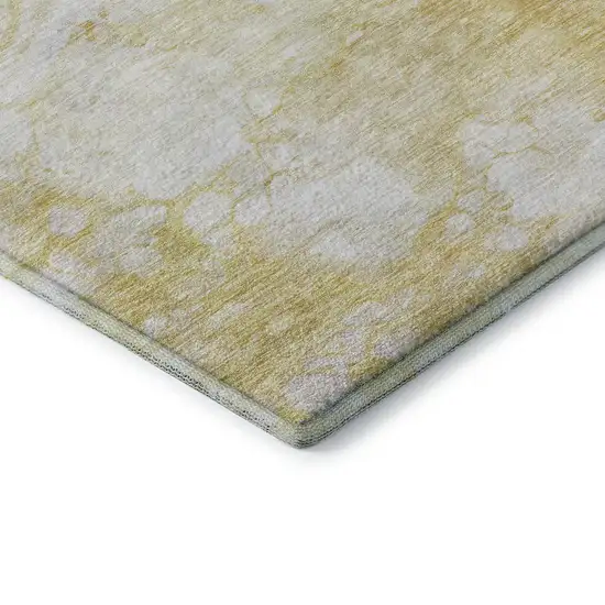 Gold And Ivory Abstract Washable Area Rug With UV Protection Photo 7