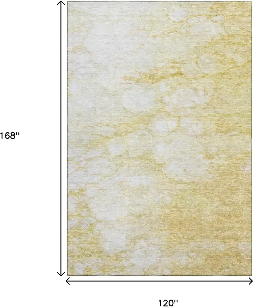 Gold And Ivory Abstract Washable Area Rug With UV Protection Photo 3
