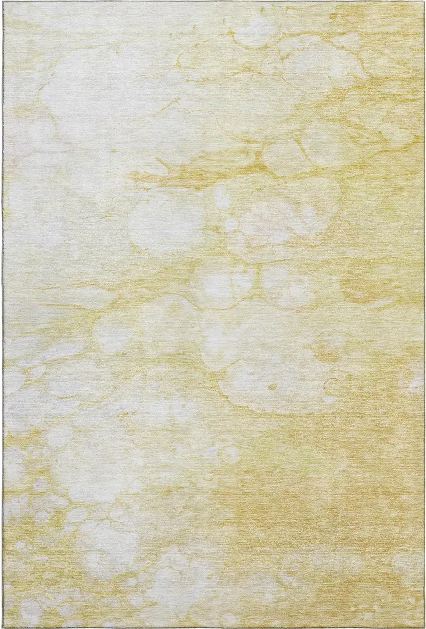 Gold And Ivory Abstract Washable Area Rug With UV Protection Photo 1