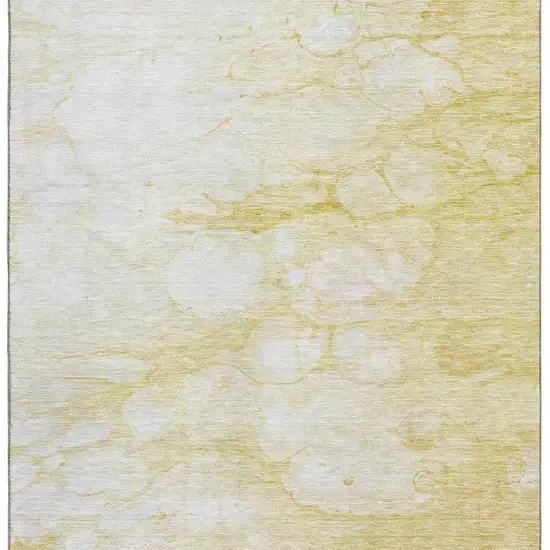 Gold And Ivory Abstract Washable Area Rug With UV Protection Photo 2
