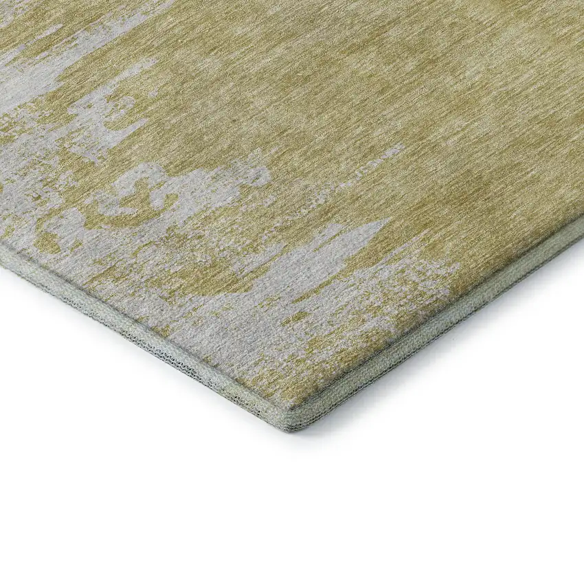 Gold And Ivory Abstract Washable Area Rug With UV Protection Photo 6