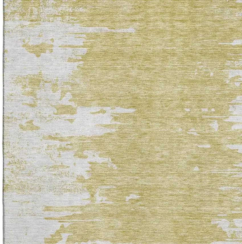 Gold And Ivory Abstract Washable Area Rug With UV Protection Photo 4