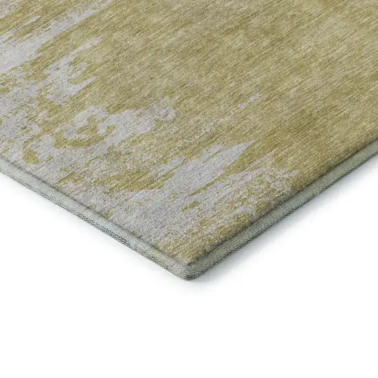 Gold And Ivory Abstract Washable Area Rug With UV Protection Photo 7