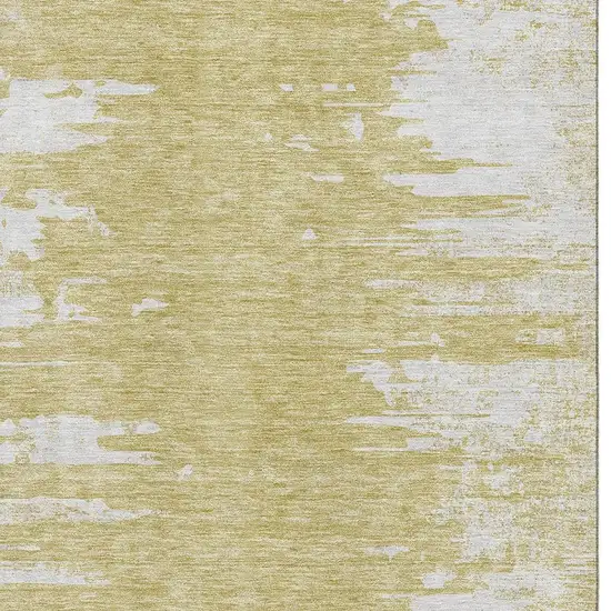 Gold And Ivory Abstract Washable Area Rug With UV Protection Photo 7