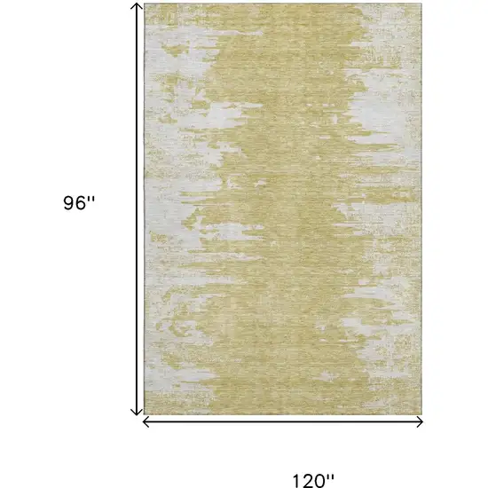 Gold And Ivory Abstract Washable Area Rug With UV Protection Photo 3