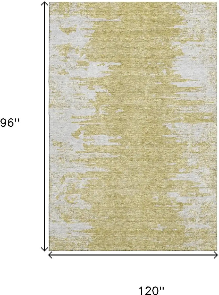 Gold And Ivory Abstract Washable Area Rug With UV Protection Photo 3