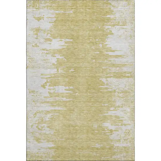 Gold And Ivory Abstract Washable Area Rug With UV Protection Photo 5