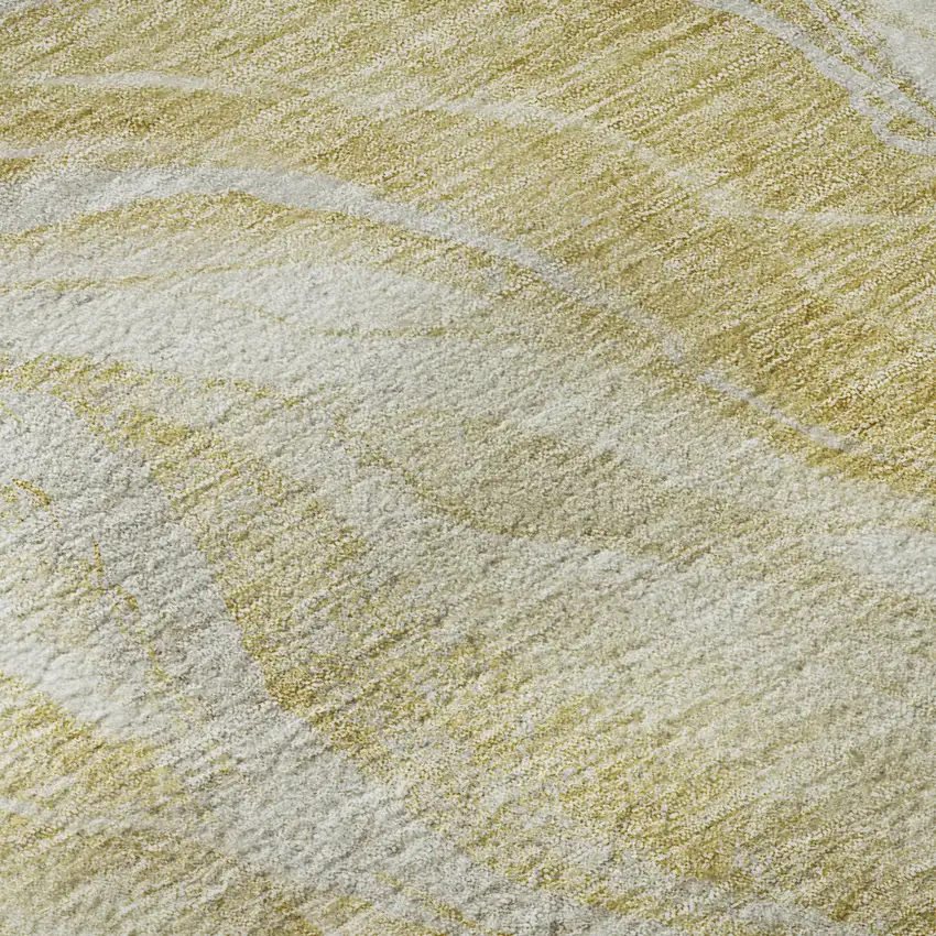 Gold And Ivory Abstract Washable Area Rug With UV Protection Photo 9
