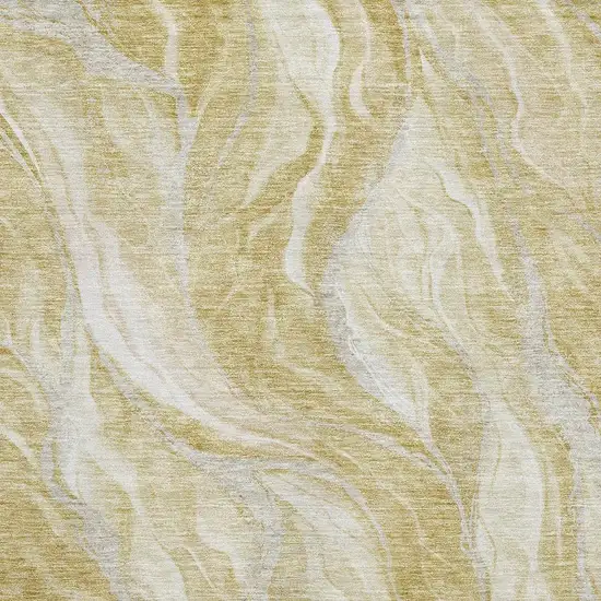 Gold And Ivory Abstract Washable Area Rug With UV Protection Photo 3