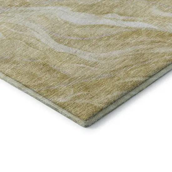 Gold And Ivory Abstract Washable Area Rug With UV Protection Photo 8