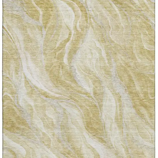 Gold And Ivory Abstract Washable Area Rug With UV Protection Photo 7