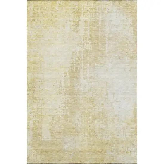 Gold And Ivory Abstract Washable Area Rug With UV Protection Photo 3