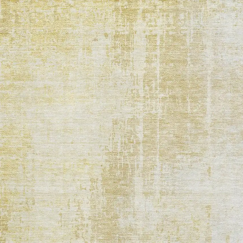 Gold And Ivory Abstract Washable Area Rug With UV Protection Photo 3
