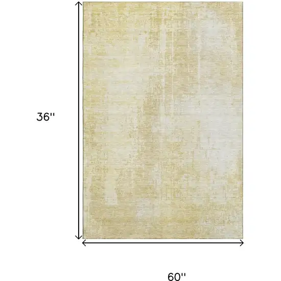 Gold And Ivory Abstract Washable Area Rug With UV Protection Photo 8