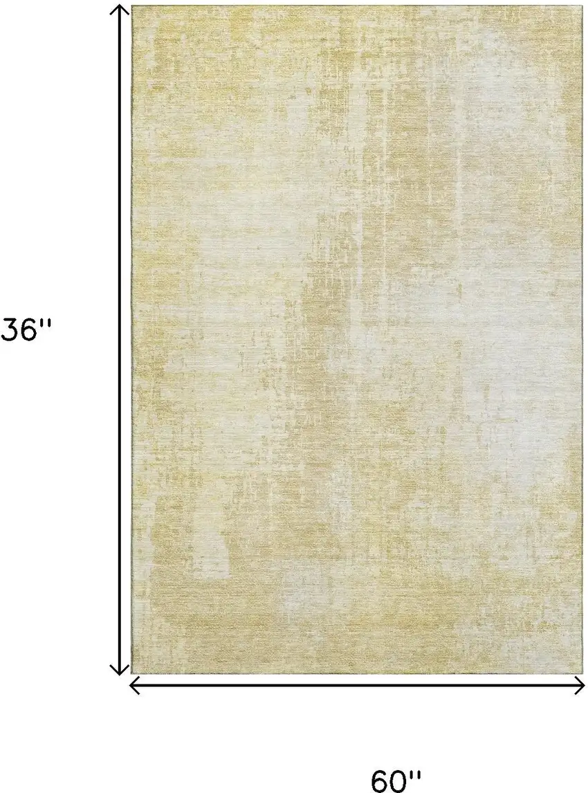 Gold And Ivory Abstract Washable Area Rug With UV Protection Photo 8