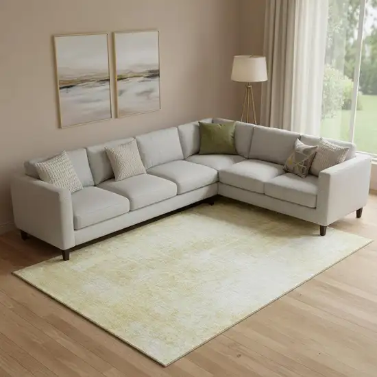 Gold And Ivory Abstract Washable Area Rug With UV Protection Photo 1