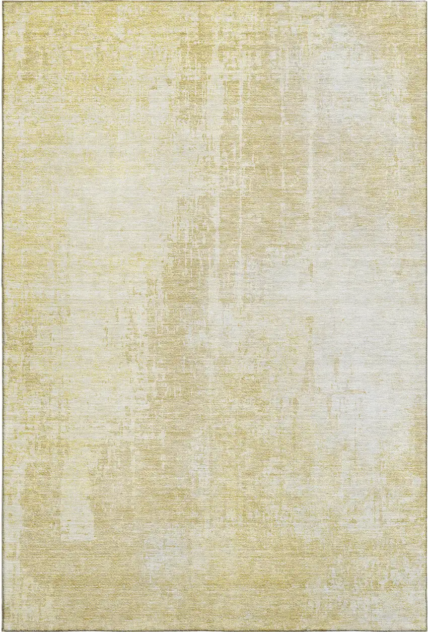 Gold And Ivory Abstract Washable Area Rug With UV Protection Photo 3