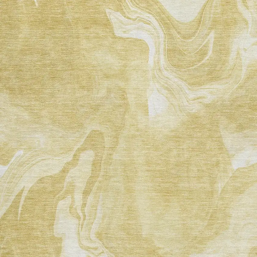 Gold And Ivory Abstract Washable Area Rug With UV Protection Photo 3