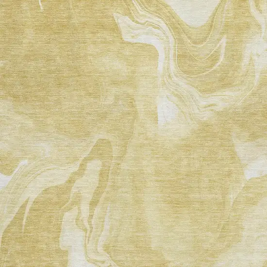 Gold And Ivory Abstract Washable Area Rug With UV Protection Photo 3