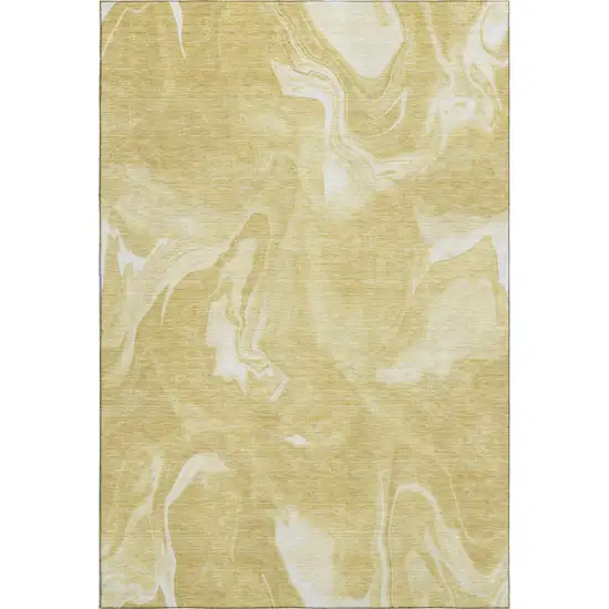 Gold And Ivory Abstract Washable Area Rug With UV Protection Photo 1