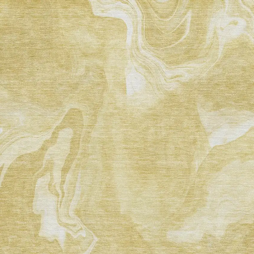Gold And Ivory Abstract Washable Area Rug With UV Protection Photo 3