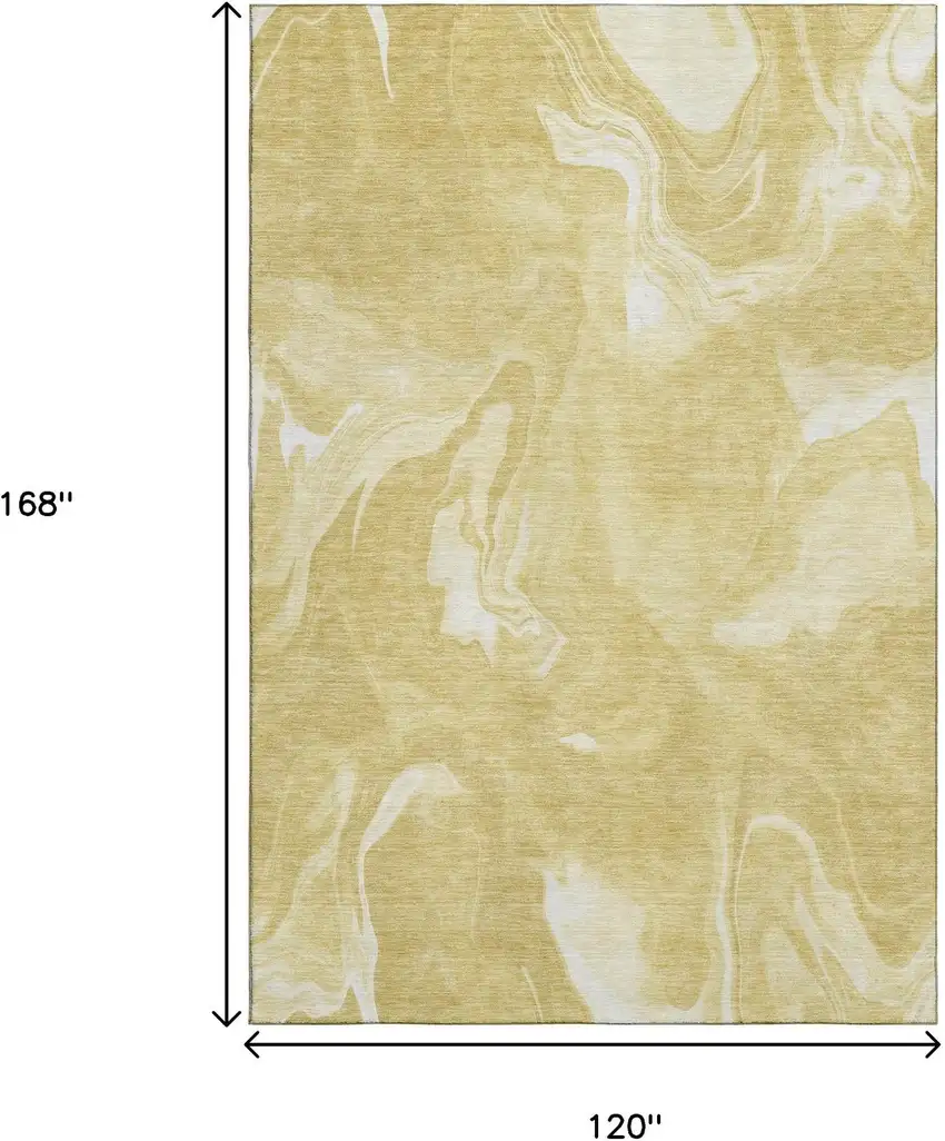 Gold And Ivory Abstract Washable Area Rug With UV Protection Photo 3