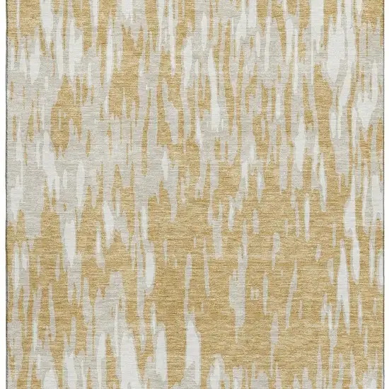 Gold And Ivory Abstract Washable Area Rug With UV Protection Photo 4