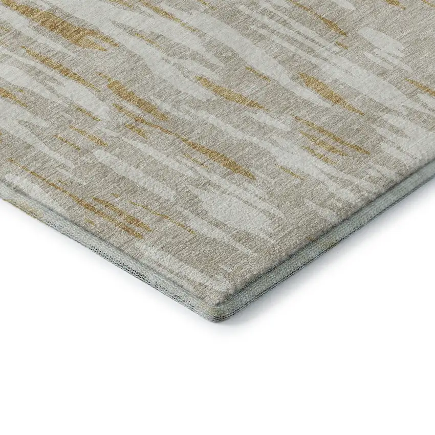 Gold And Ivory Abstract Washable Area Rug With UV Protection Photo 7