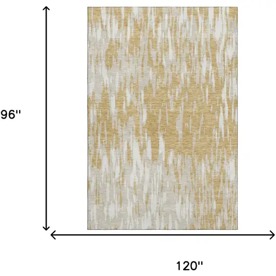 Gold And Ivory Abstract Washable Area Rug With UV Protection Photo 9