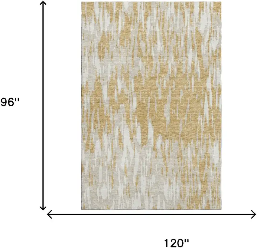 Gold And Ivory Abstract Washable Area Rug With UV Protection Photo 9