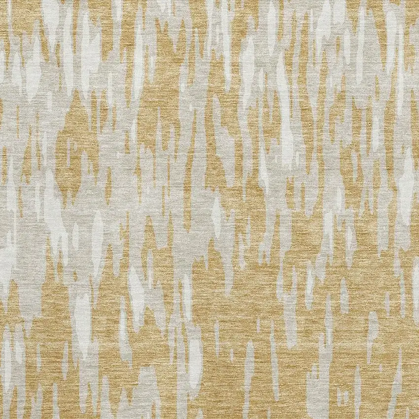 Gold And Ivory Abstract Washable Area Rug With UV Protection Photo 3