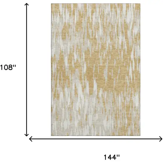 Gold And Ivory Abstract Washable Area Rug With UV Protection Photo 9