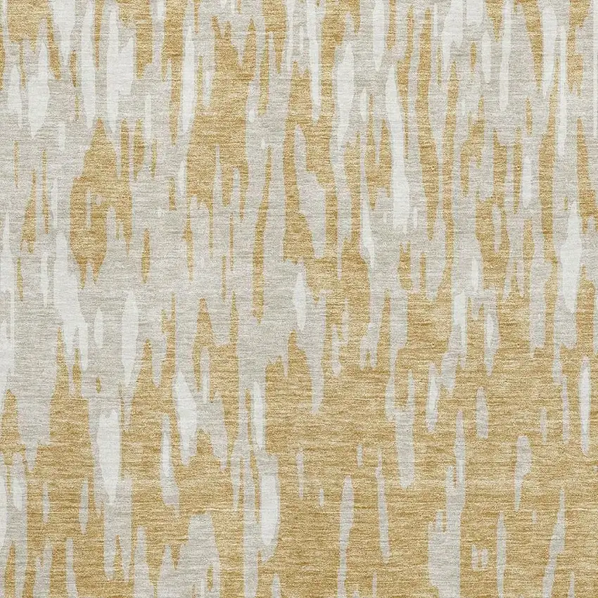 Gold And Ivory Abstract Washable Area Rug With UV Protection Photo 3