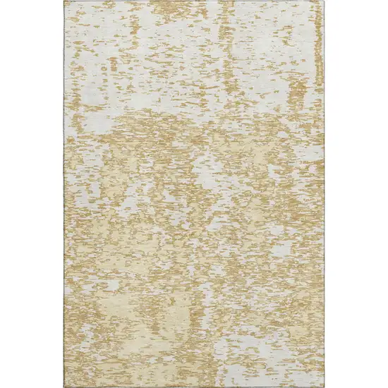 Gold And Ivory Abstract Washable Area Rug With UV Protection Photo 5