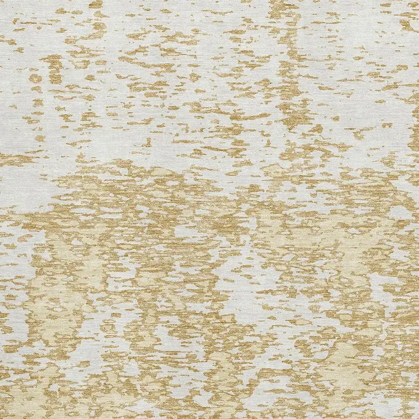 Gold And Ivory Abstract Washable Area Rug With UV Protection Photo 2