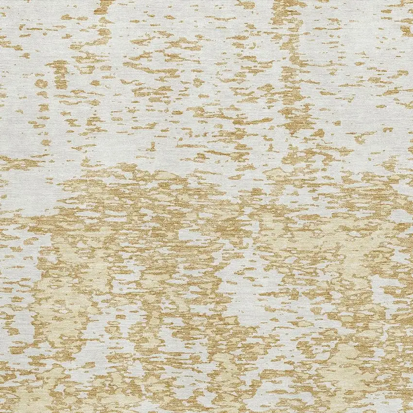 Gold And Ivory Abstract Washable Area Rug With UV Protection Photo 2